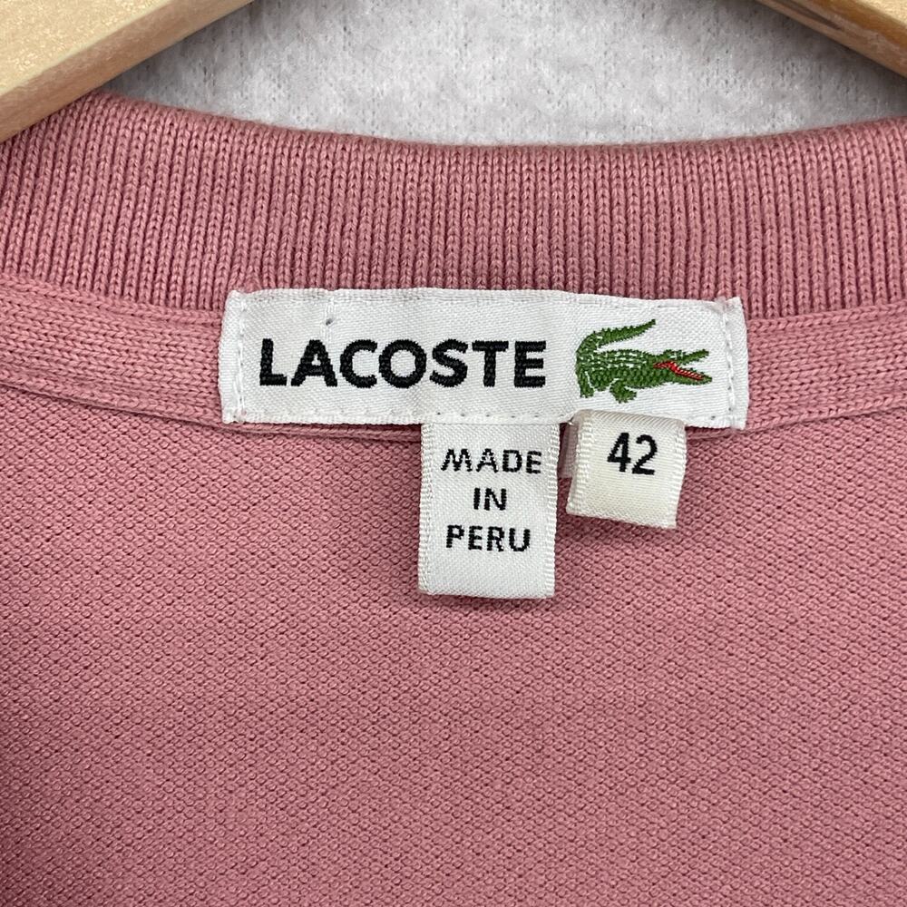 LACOSTE Shirt Womens 42 L Polo Golf Performance Pique Stretch Cotton Pink - Picture 5 of 12